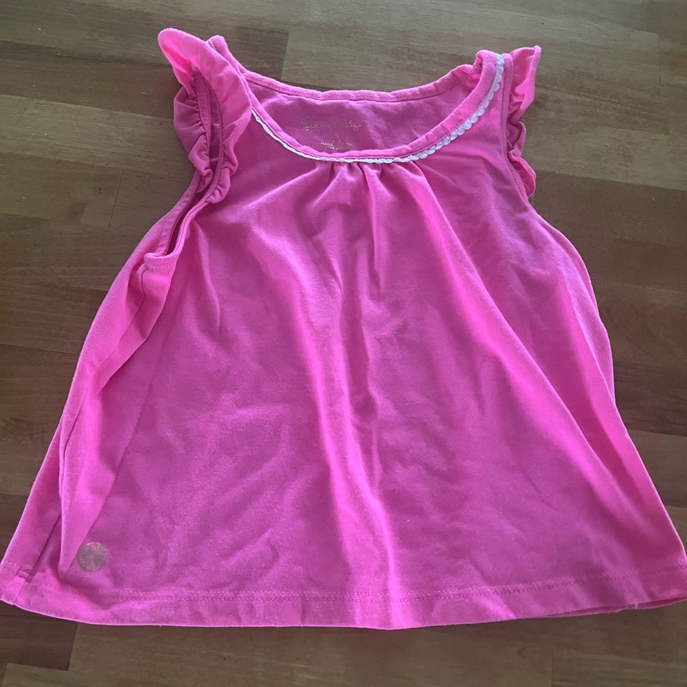 Lilly Pulitzer Bright Pink Ruffle Sleeve Tank Top